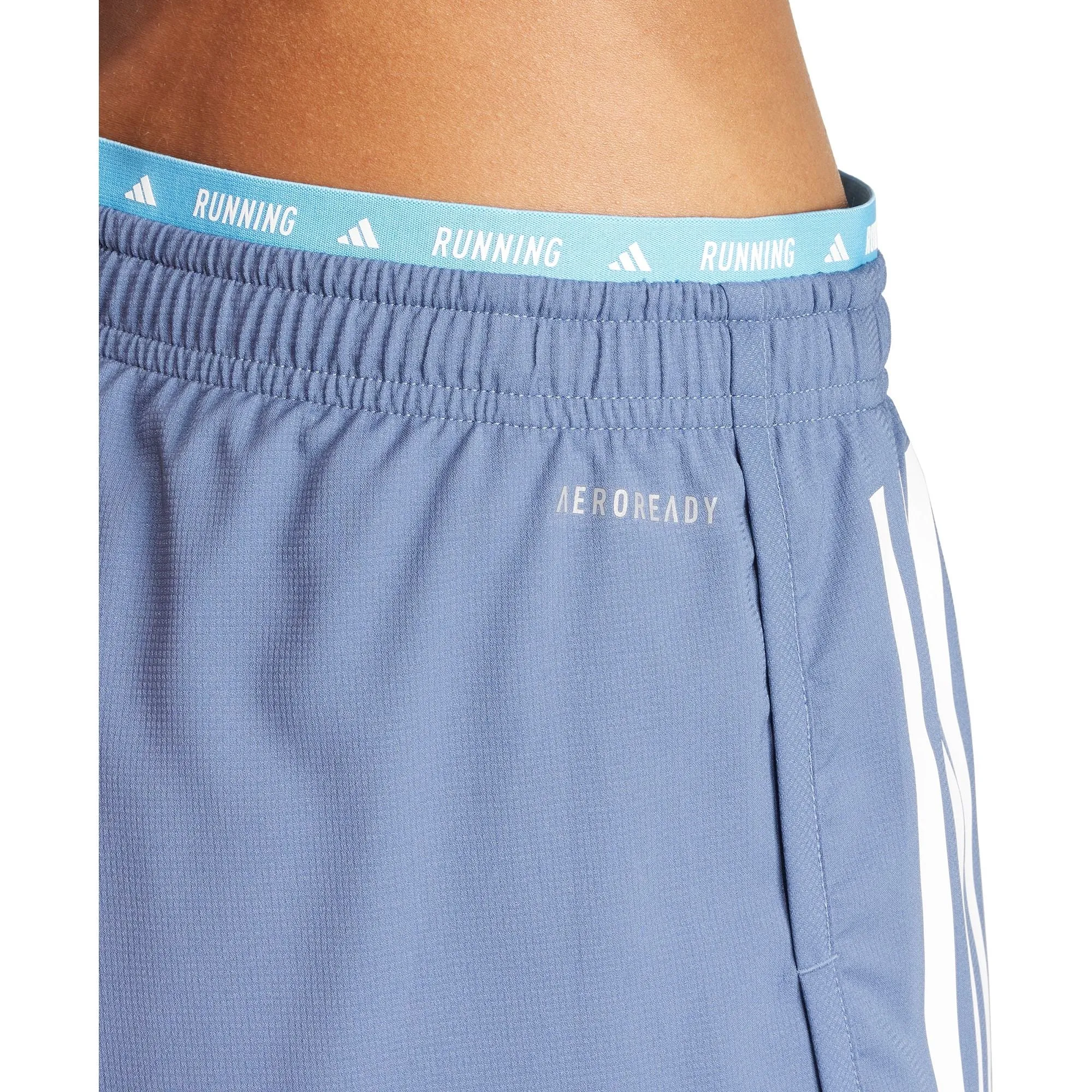 adidas Own The Run 3 Stripes 2 In 1 Womens Running Shorts - Blue