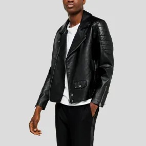 Alpha Black Biker Quilted Leather Jacket