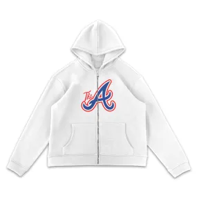 Atlanta Braves Logo White Full-Zip Hoodie