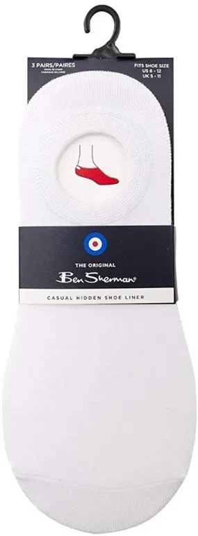 Ben Sherman Menâ€™s 3-Pack Casual Solid Sneaker Socks - Natural Cotton Blend