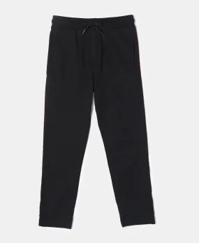 Boy's Super Combed Cotton Rich Trackpants with Contrast Side Taping - Black