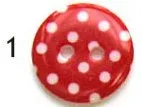 Button, resin, 18mm, dots in various colours