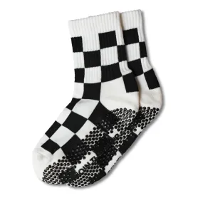 Checkered Crew Grip Socks (Barre / Pilates)