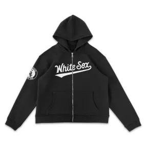 Chicago White Wordmark Black Full-Zip Hoodie