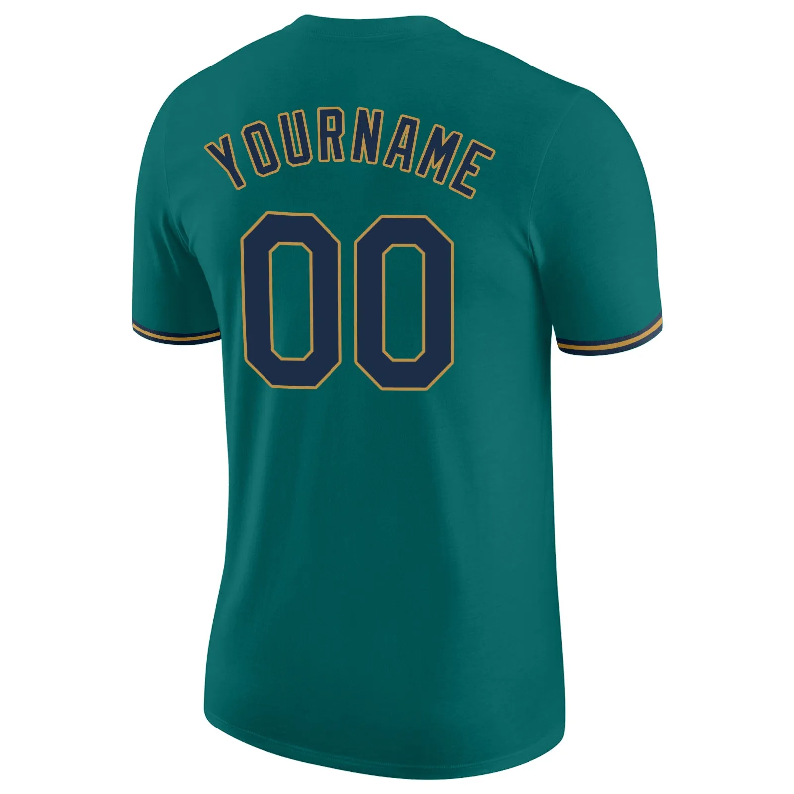 Custom Aqua Navy-Old Gold Performance T-Shirt