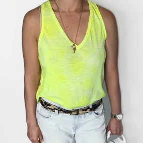 Dotty Neon Yellow Light Tie Dye Tank Top