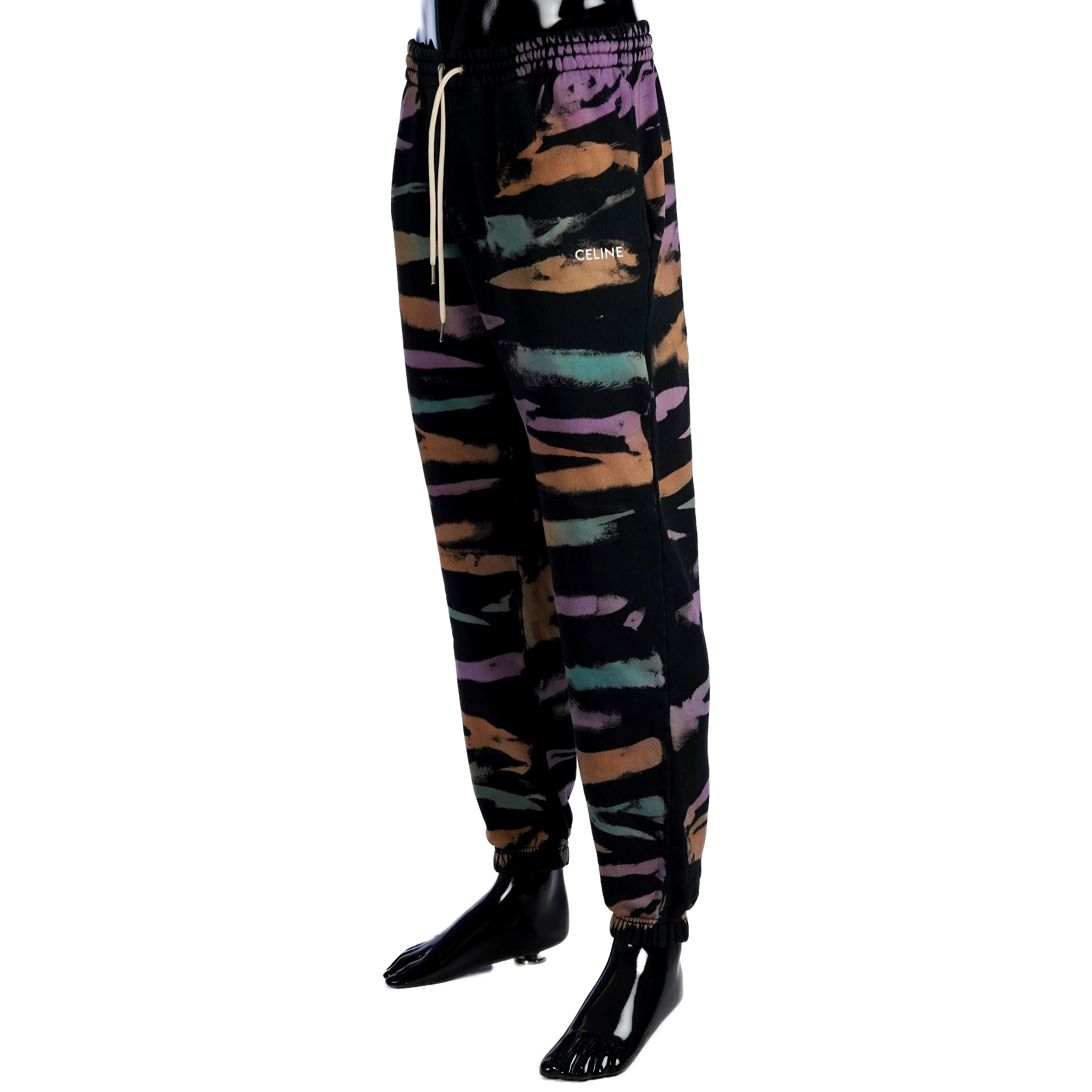 Embroidered Trackpants In Multi Color Cotton With Print