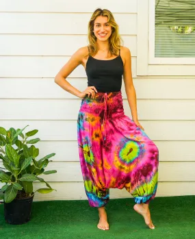 H0730- Hand Dyed Low Cut Hippie Festival Harem Pants