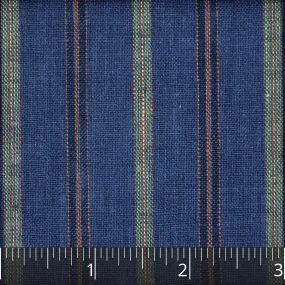 Indigo Green Madder & Navy Striped Linen -Remnants- $14.00 yd.