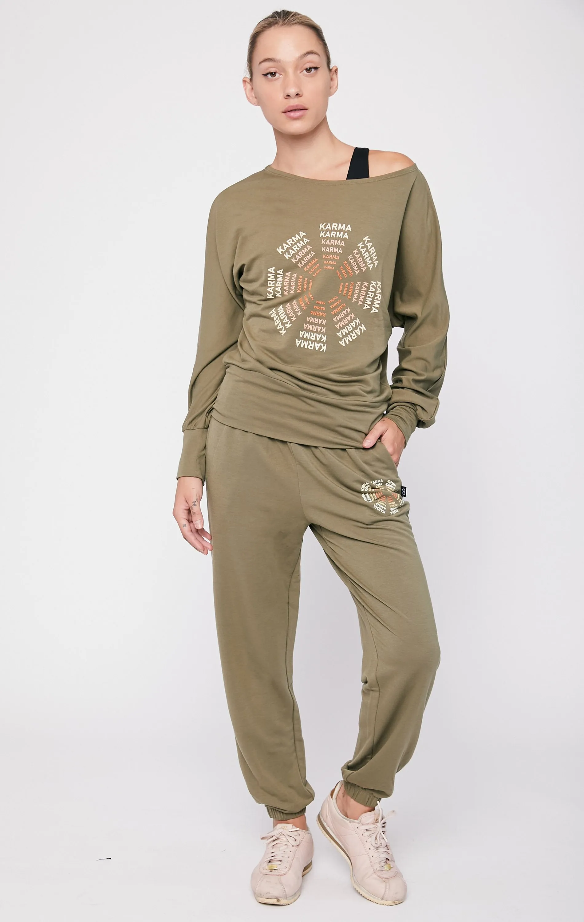 Karma Graphic Viscose Blend Long Sleeve Top