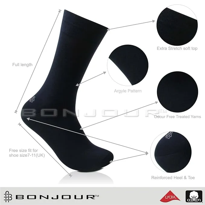 Men Cotton Odour Free Multicolored Plain Socks- Pack of 4