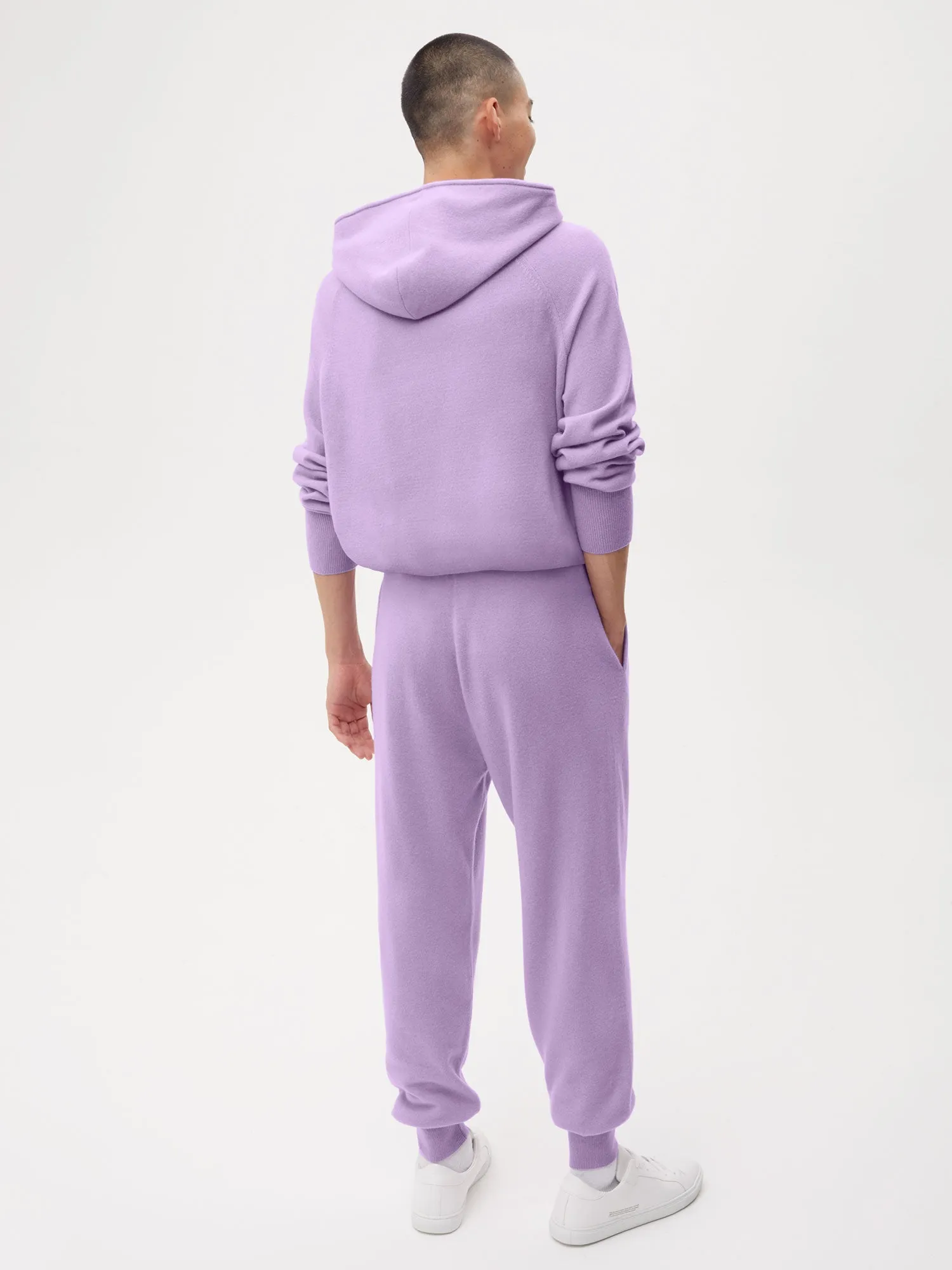 Mens Recycled Cashmere Track Pants—orchid purple