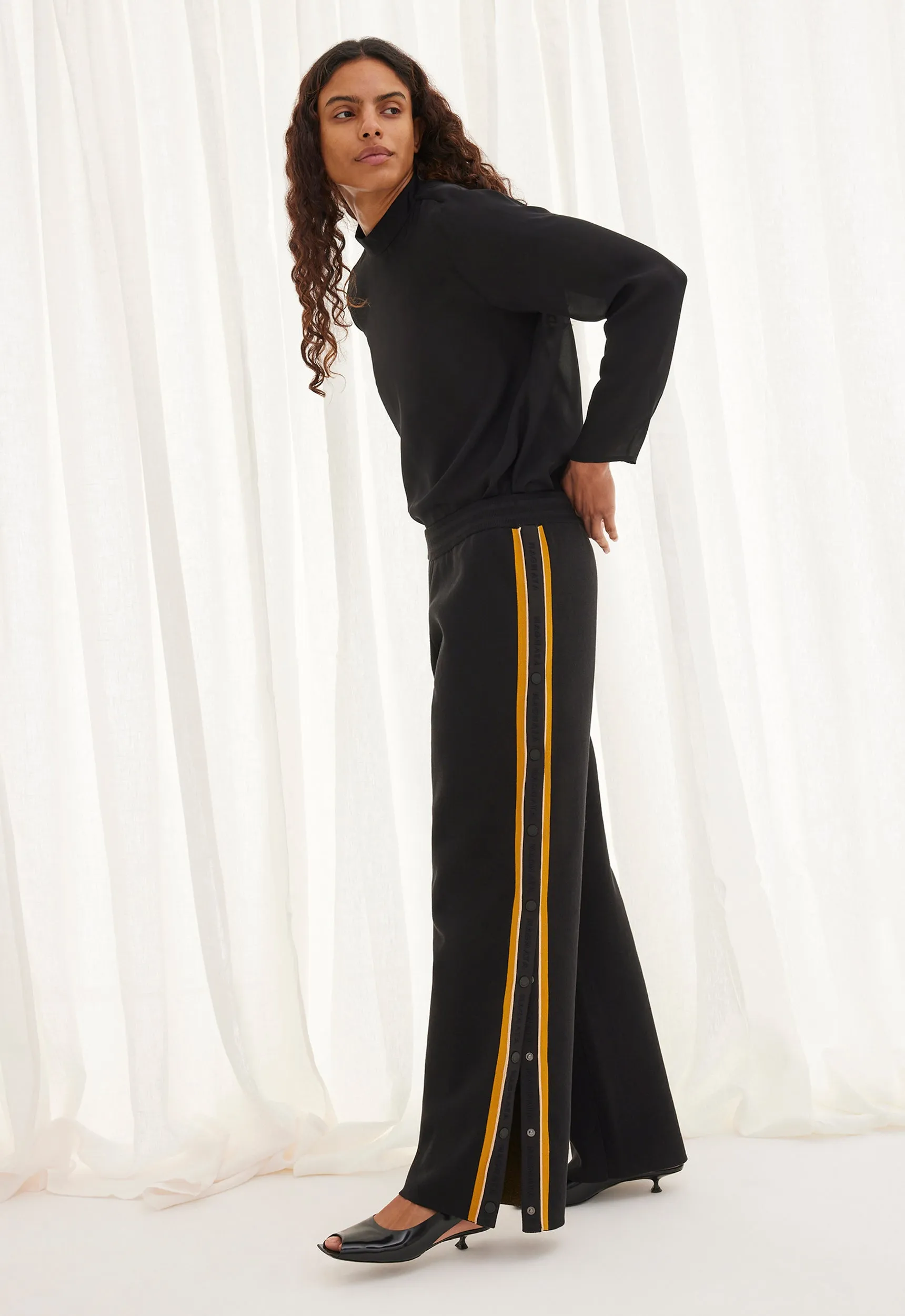 NAGNATA Side Snap Track Pant - Black/Turmeric