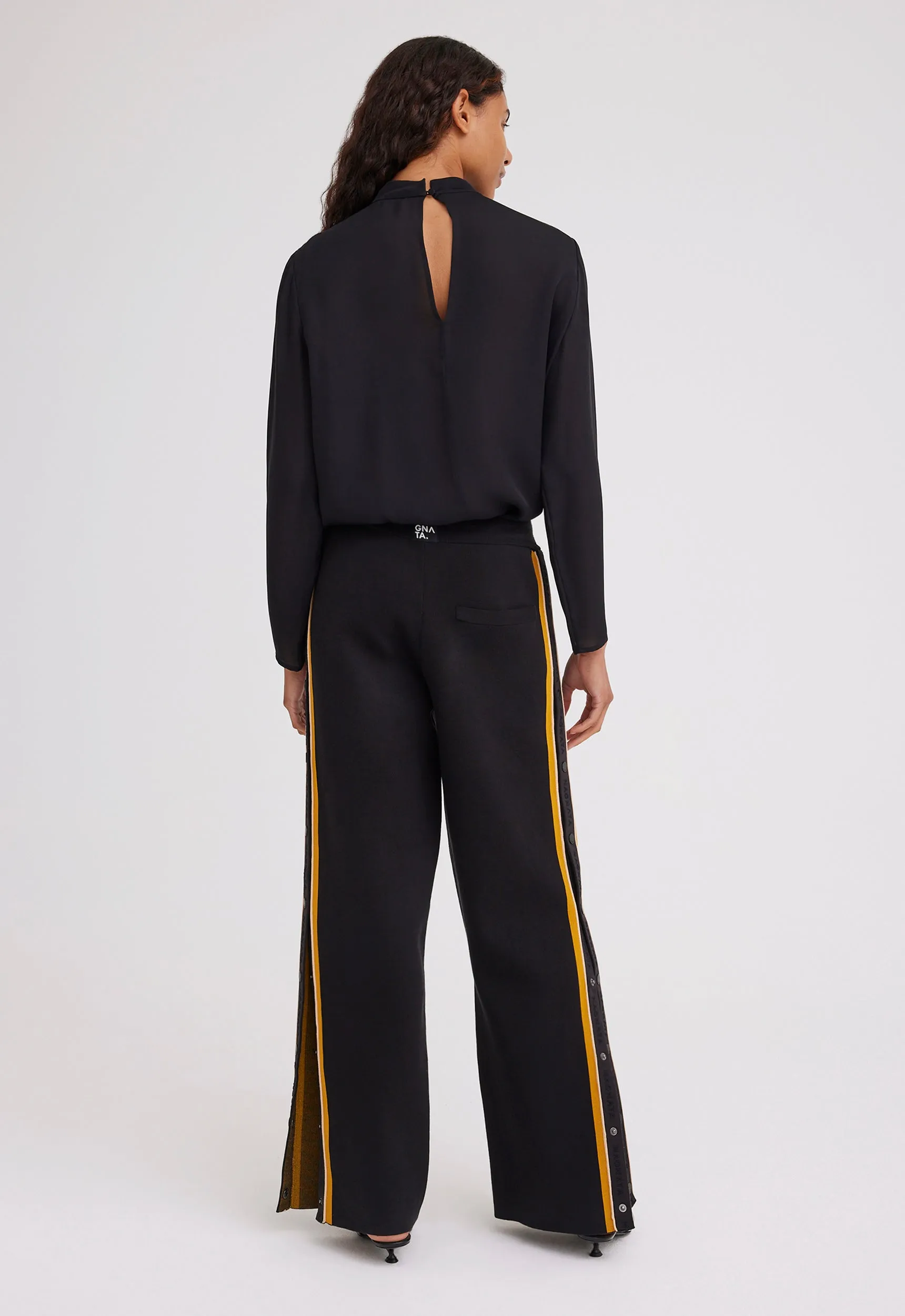 NAGNATA Side Snap Track Pant - Black/Turmeric