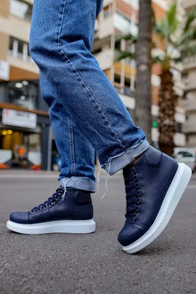 Navy Mid Top Sneaker CH258