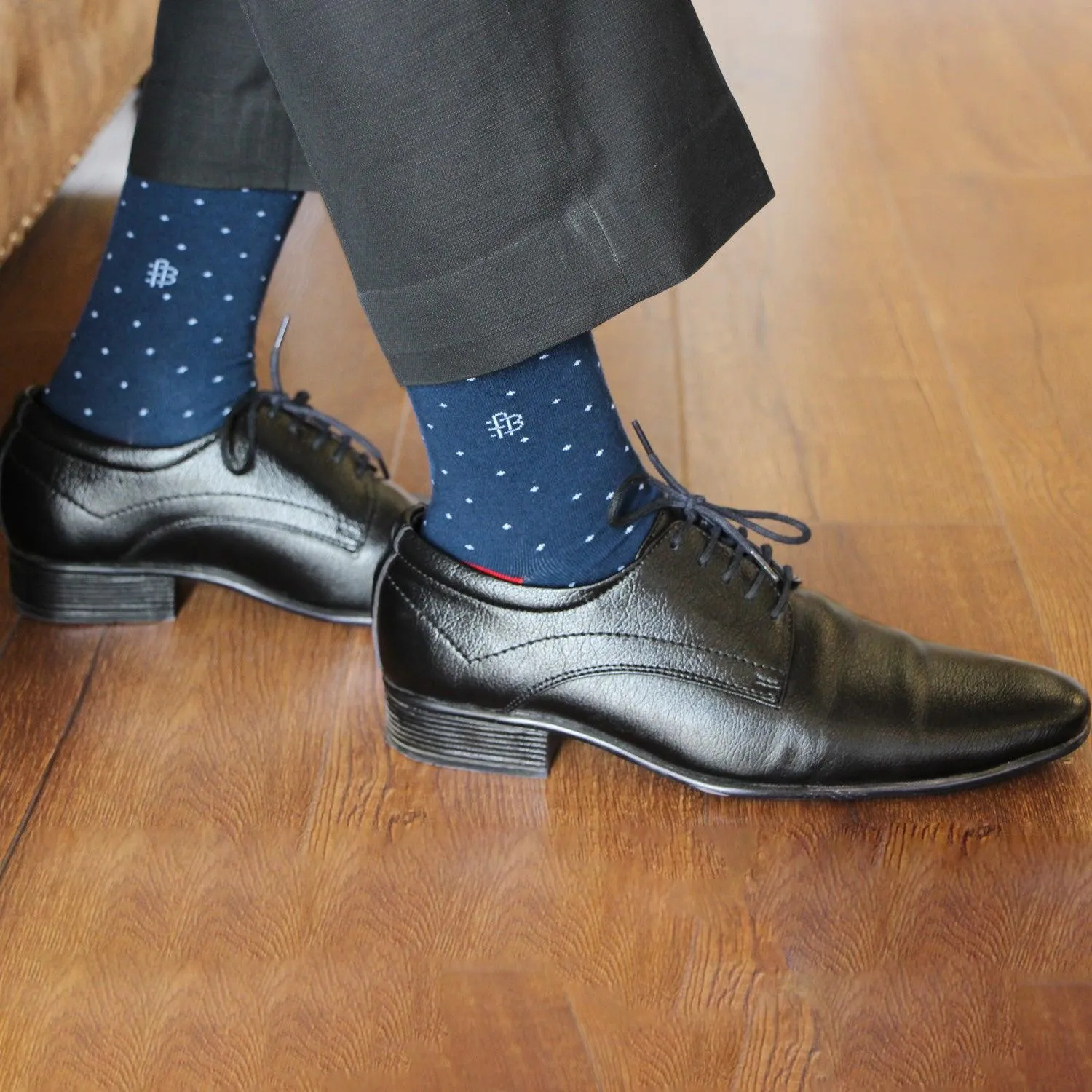 Navy Molecule Formal Socks