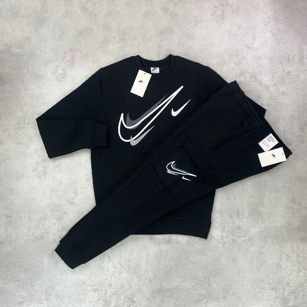 Nike Sportswear Multi Swoosh Graphic Tracksuit Set Black