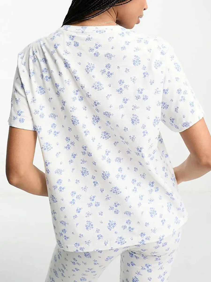 Pajamas Graphic Print Short Sleeve Button Shirt Shorts Y2k Short Pajamas