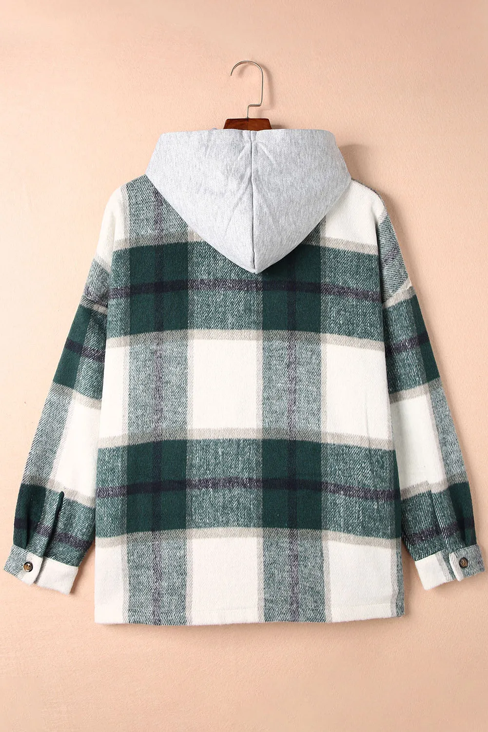 Plus Size Plaid Button up Hooded Jacket