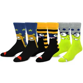 TeeHee Socks Men's Halloween Cotton Crw Monster 3-Pack (50619)