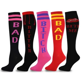 TeeHee Socks Women's Novelty Cotton Crew Assorted 5-Pack (11053)