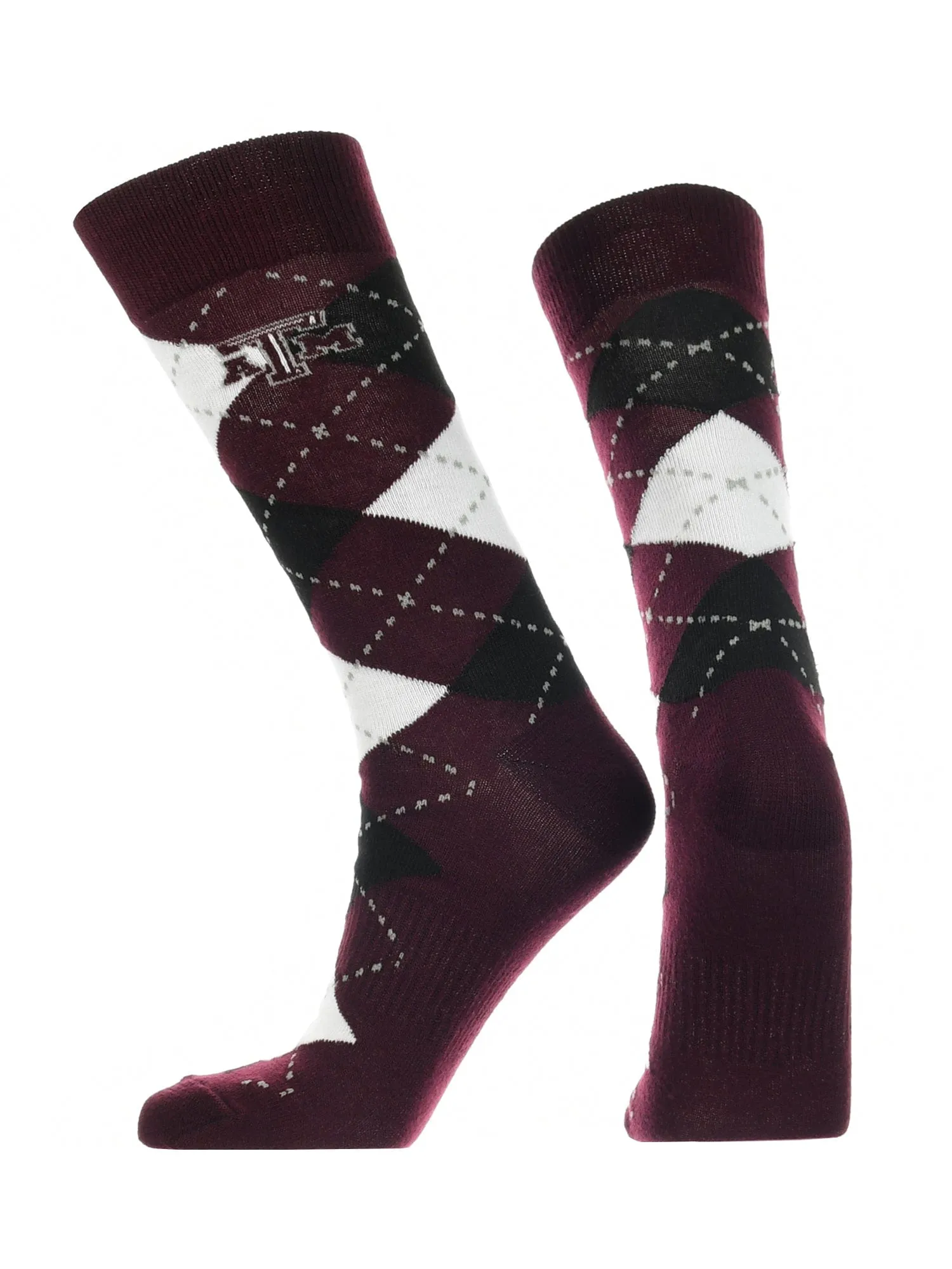 Texas A&amp;M Aggies Argyle Dress Socks NCAA Fanwear Crew Length